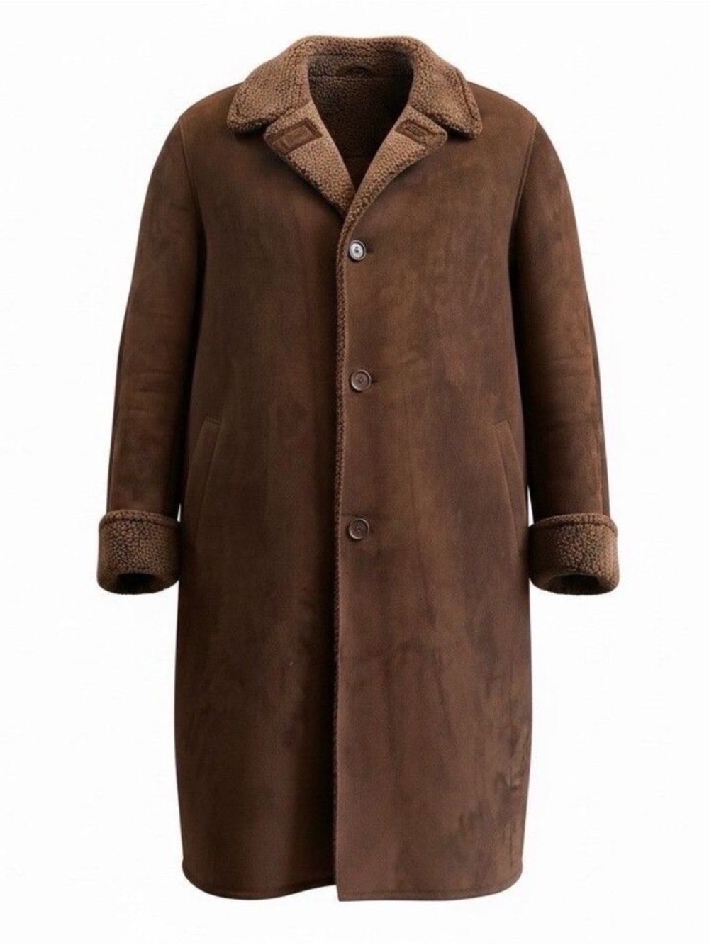 Lands' End Faux Suede Shearling Sherpa Coat Car Coat Brown size 2-4